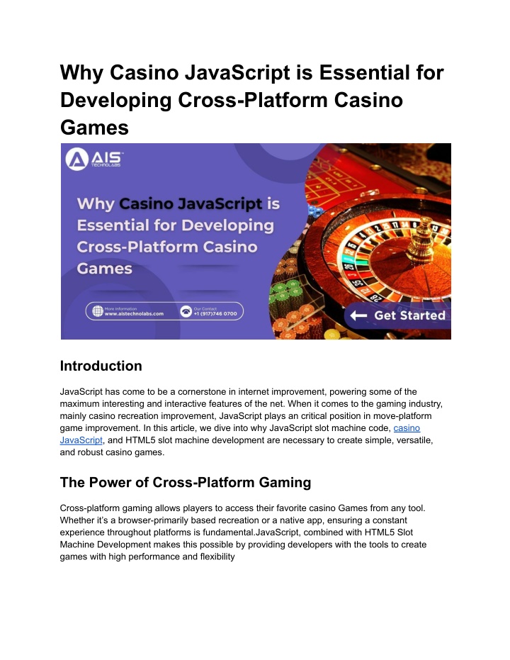 why casino javascript is essential for developing