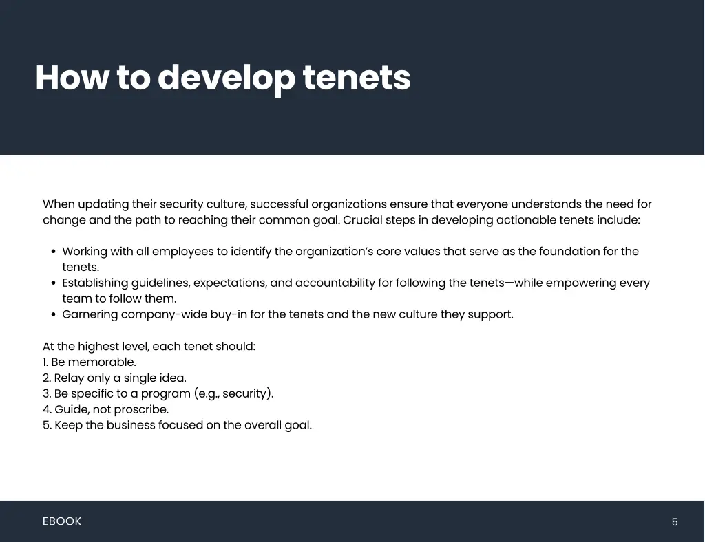 how to develop tenets