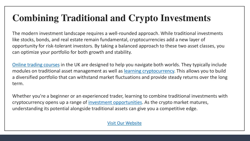 combining traditional and crypto investments