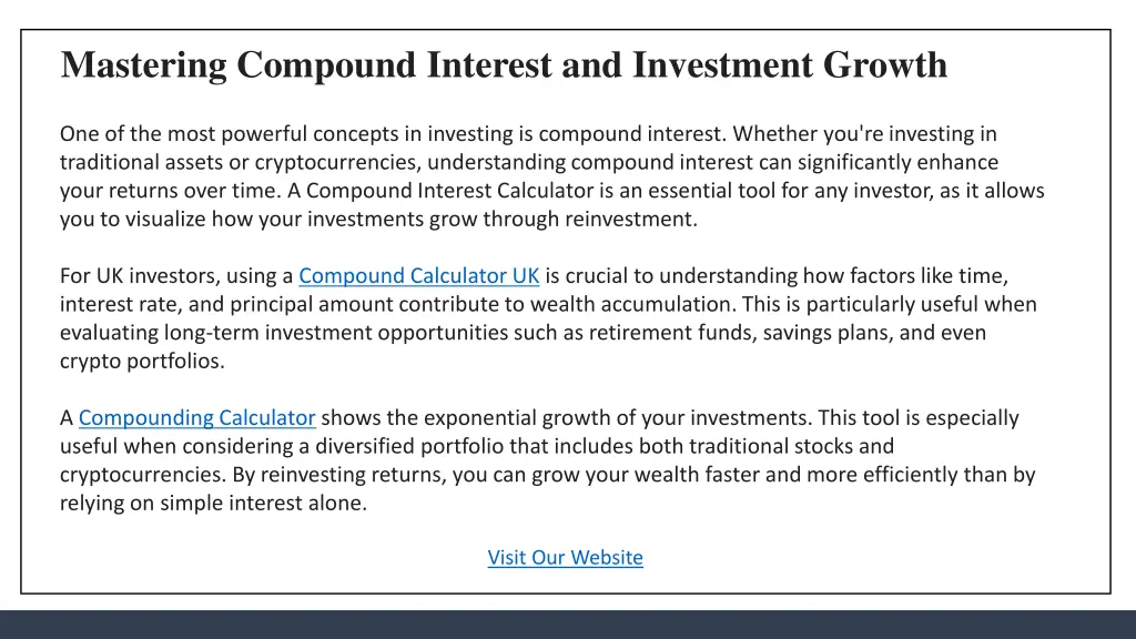 mastering compound interest and investment growth