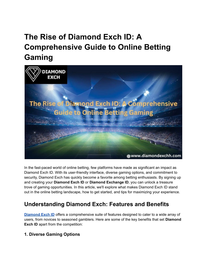 the rise of diamond exch id a comprehensive guide