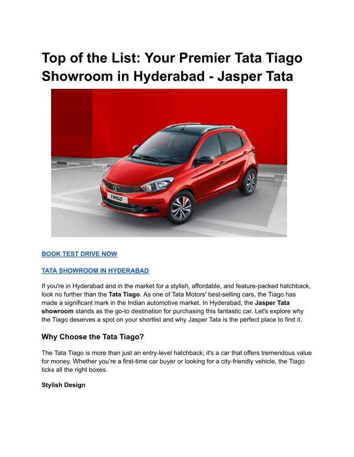 top of the list your premier tata tiago showroom