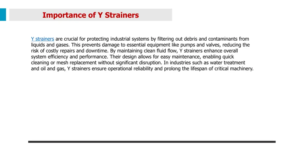 importance of y strainers