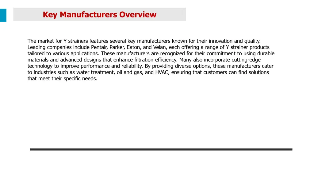 key manufacturers overview