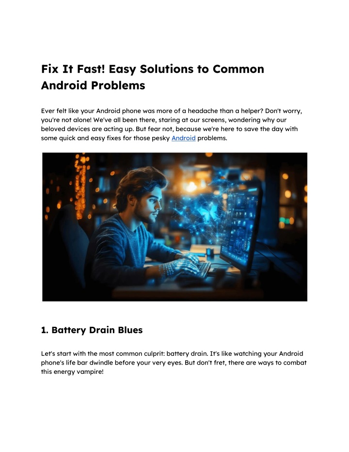 fix it fast easy solutions to common android