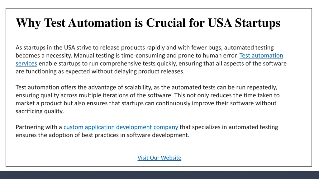 why test automation is crucial for usa startups