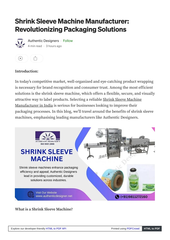 shrink sleeve machine manufacturer