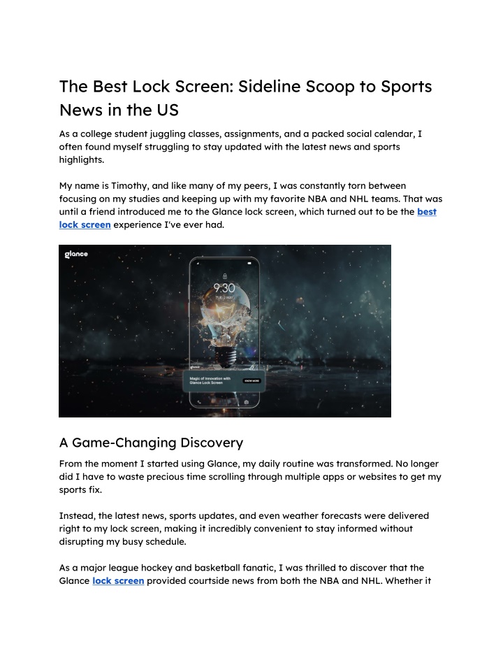 the best lock screen sideline scoop to sports