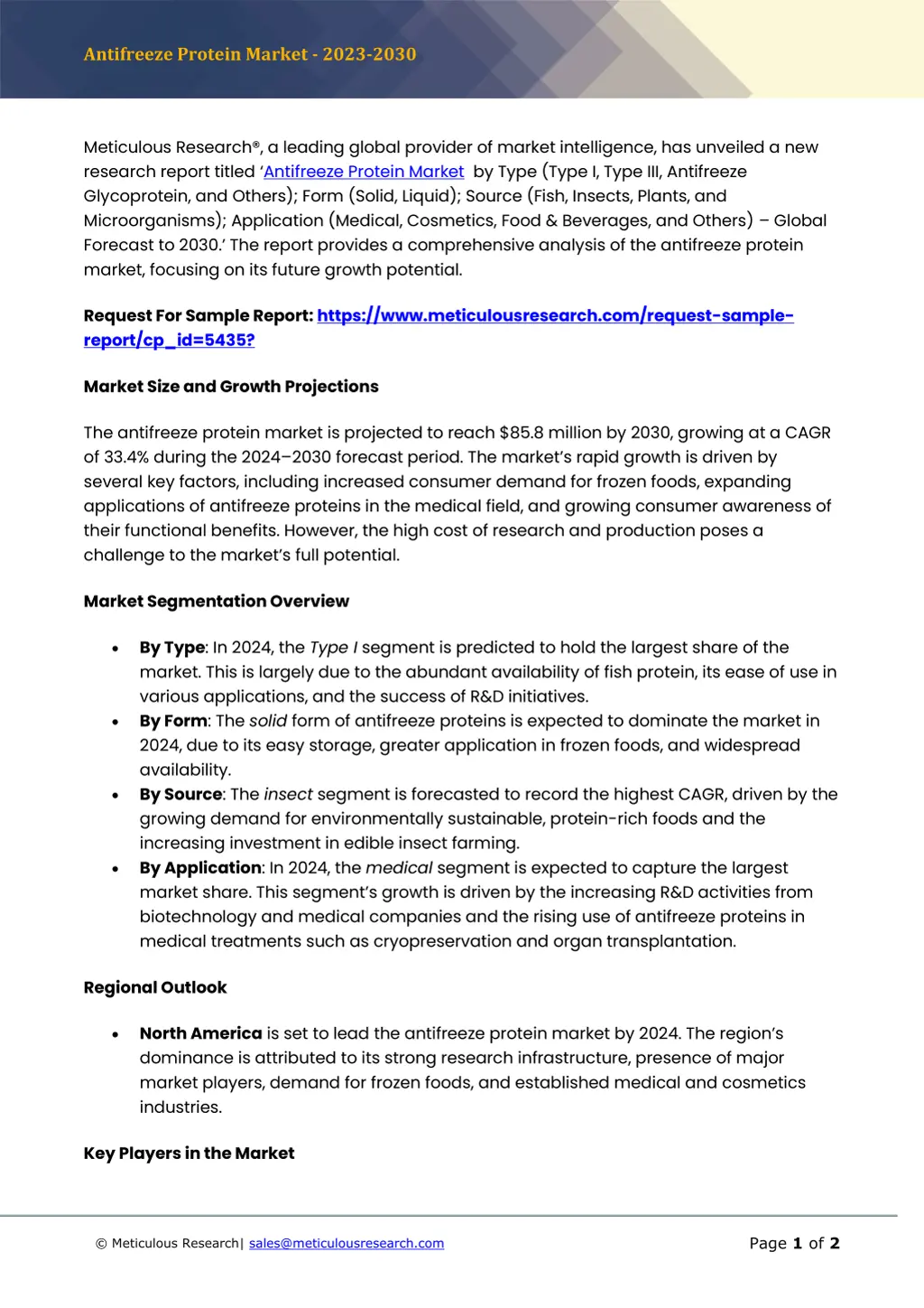 antifreeze protein market 2023 2030