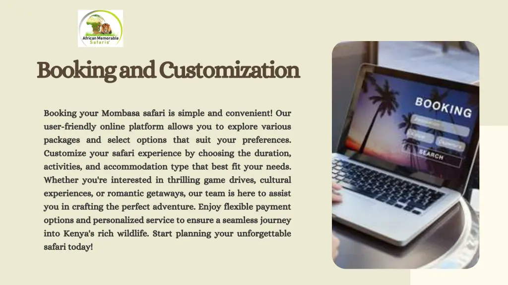 booking and customization