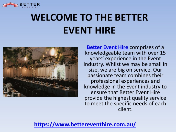 welcome to the better event hire