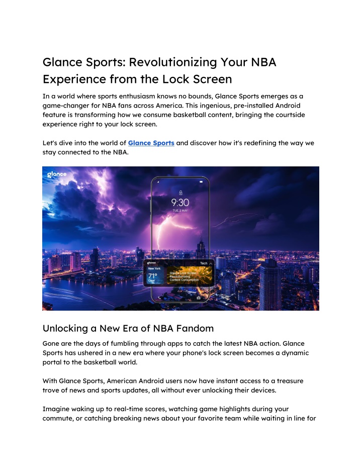 glance sports revolutionizing your nba experience