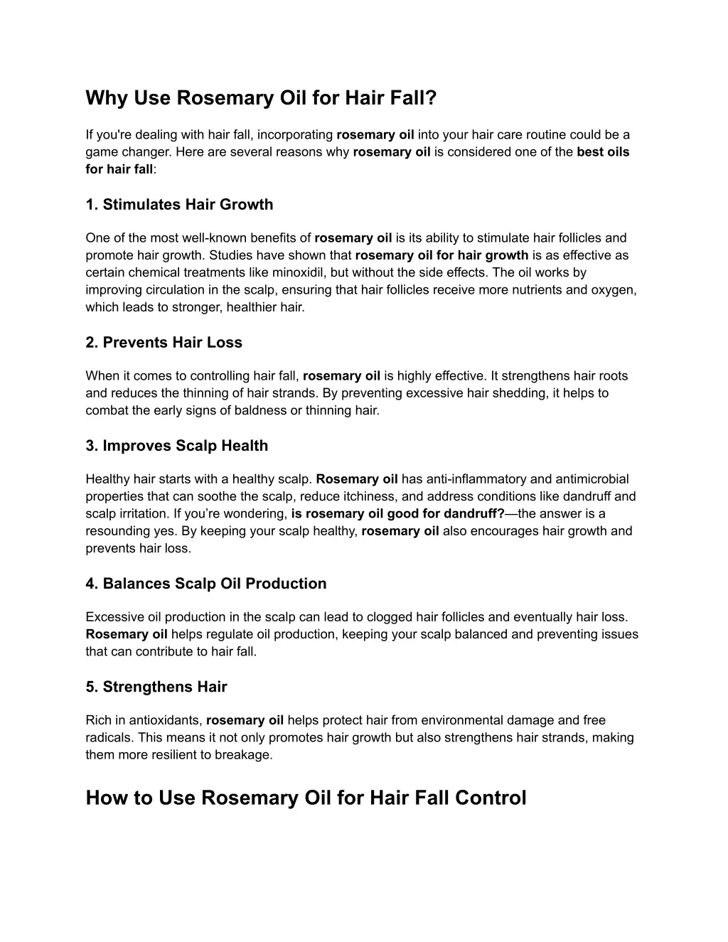 why use rosemary oil for hair fall