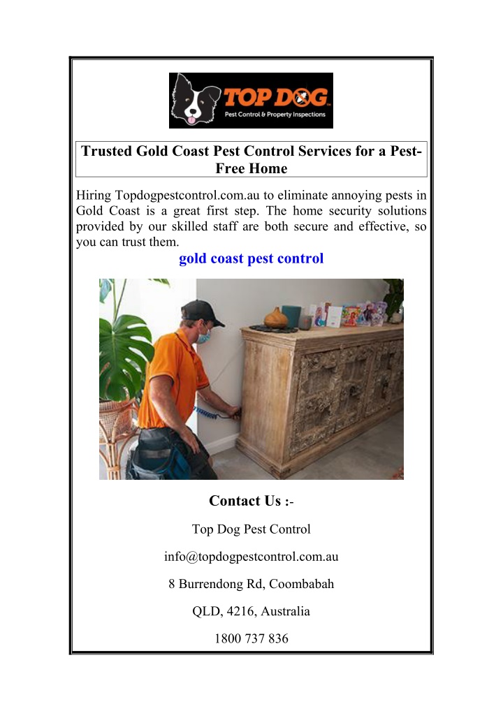 trusted gold coast pest control services