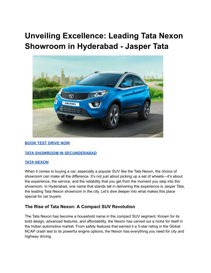 unveiling excellence leading tata nexon showroom