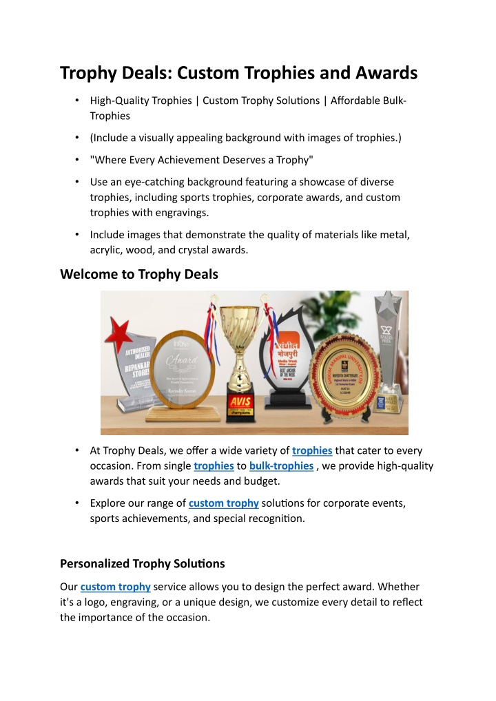 trophy deals custom trophies and awards