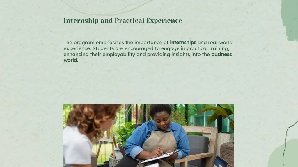 internship and practical experience