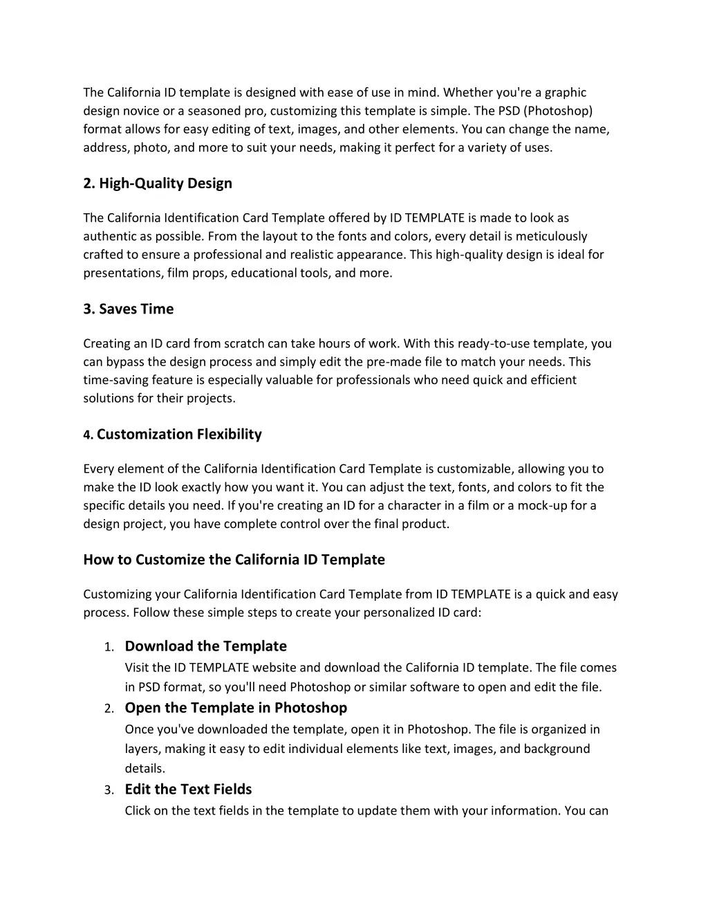 the california id template is designed with ease