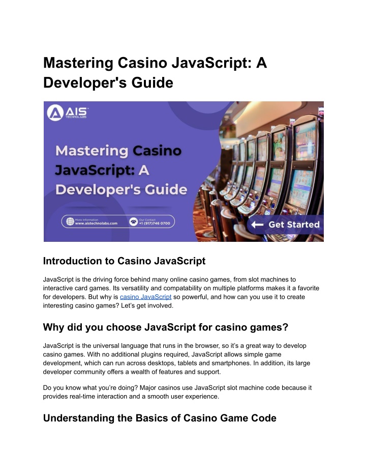 mastering casino javascript a developer s guide