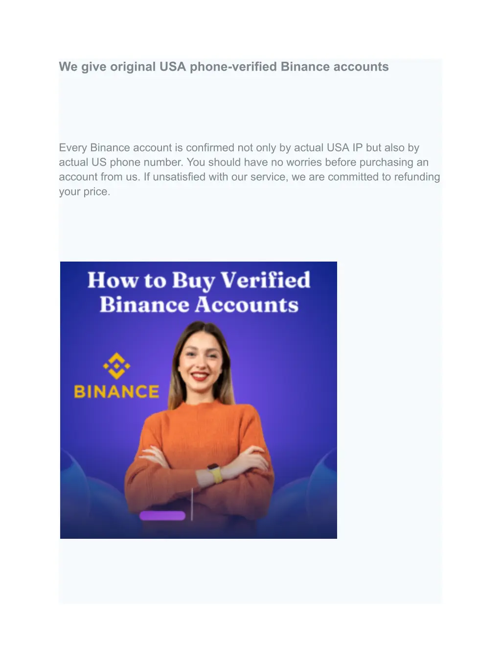 we give original usa phone verified binance