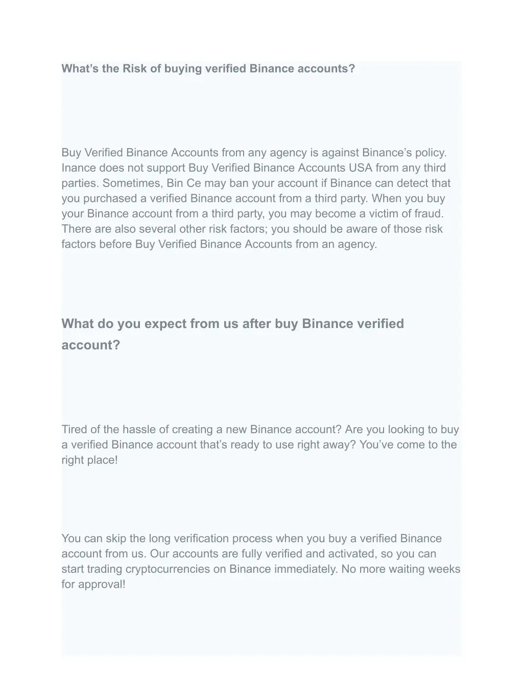 what s the risk of buying verified binance