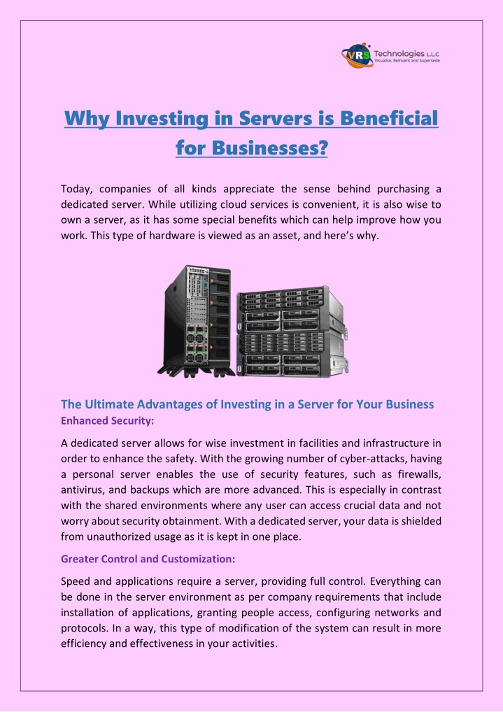 why investing in servers is beneficial