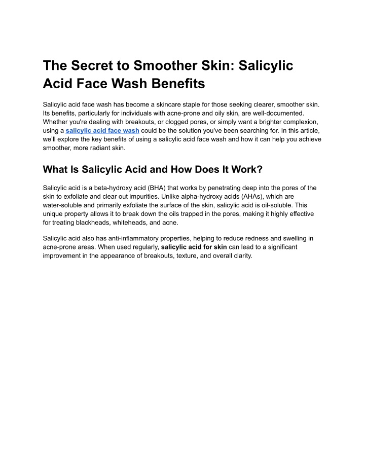 the secret to smoother skin salicylic acid face