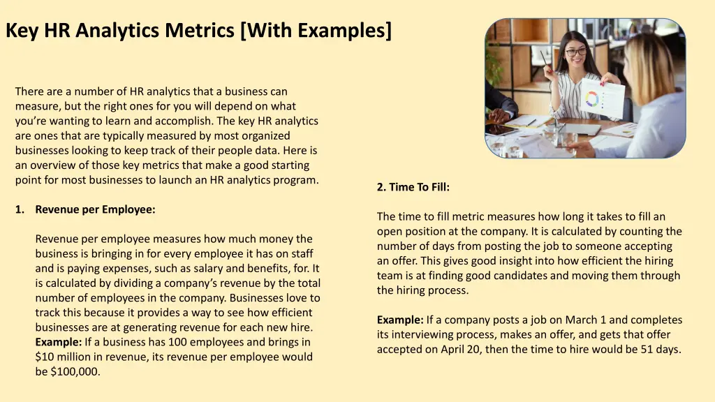 key hr analytics metrics with examples