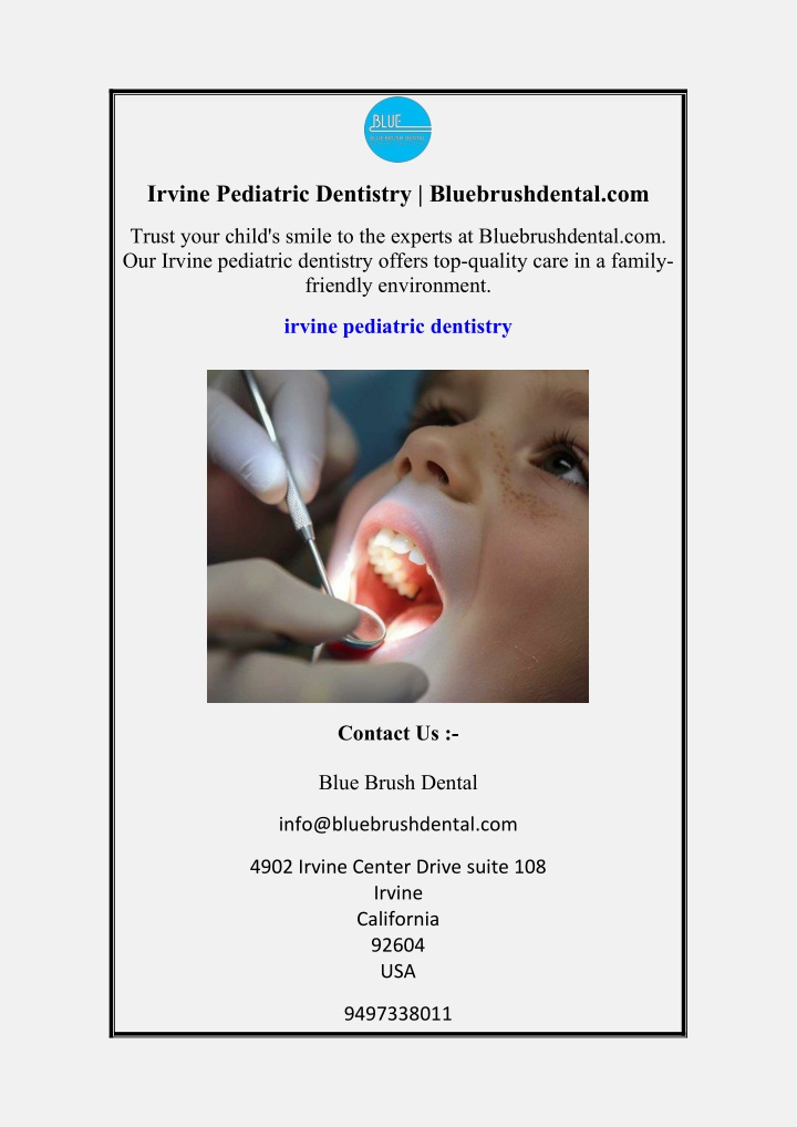 irvine pediatric dentistry bluebrushdental com