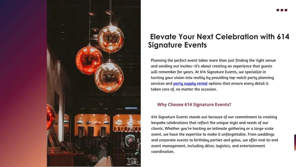 elevate your next celebration with 614 signature