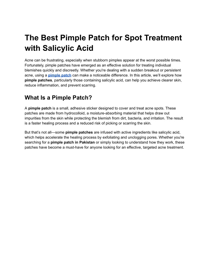 the best pimple patch for spot treatment with