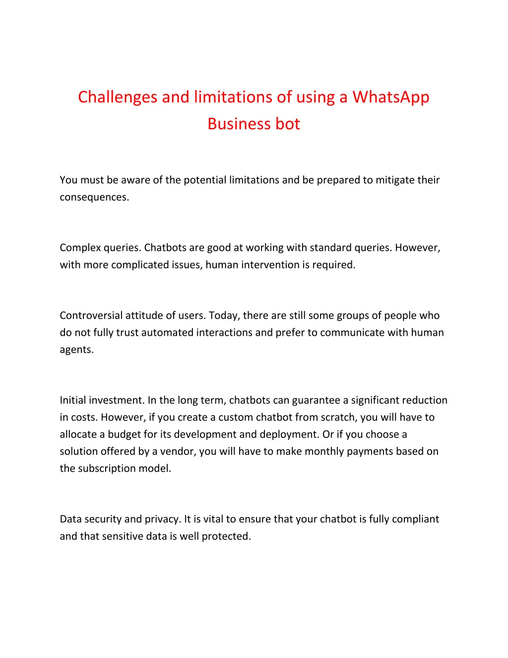 challenges and limitations of using a whatsapp