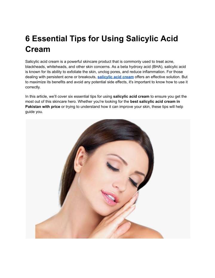 6 essential tips for using salicylic acid cream