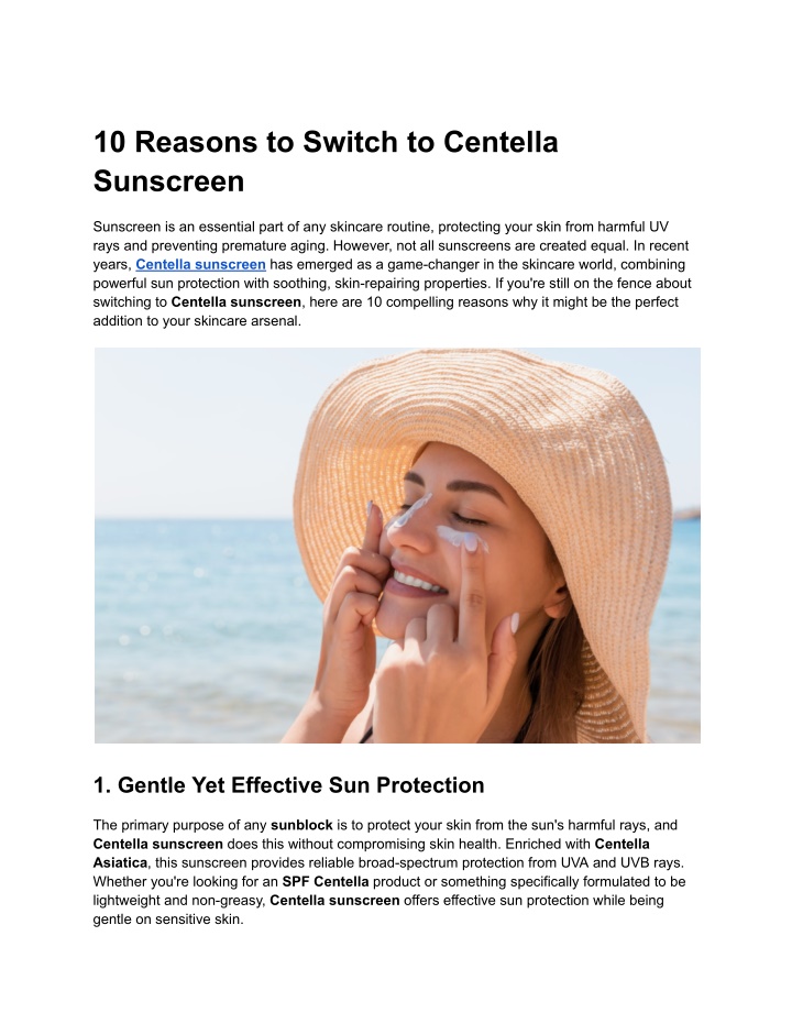 10 reasons to switch to centella sunscreen