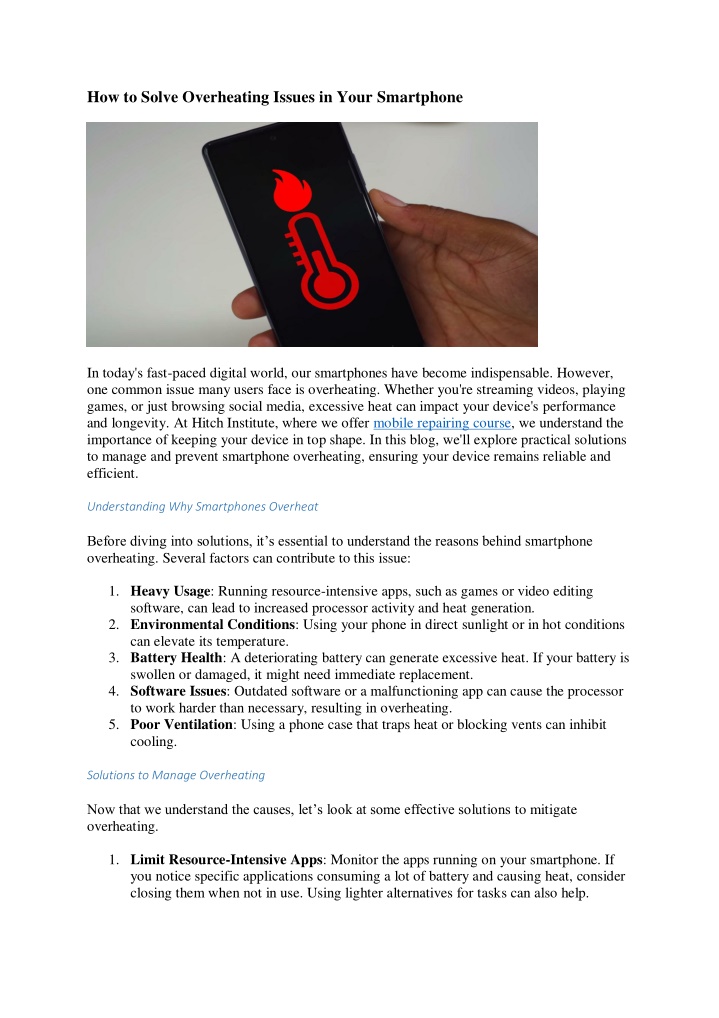 how to solve overheating issues in your smartphone
