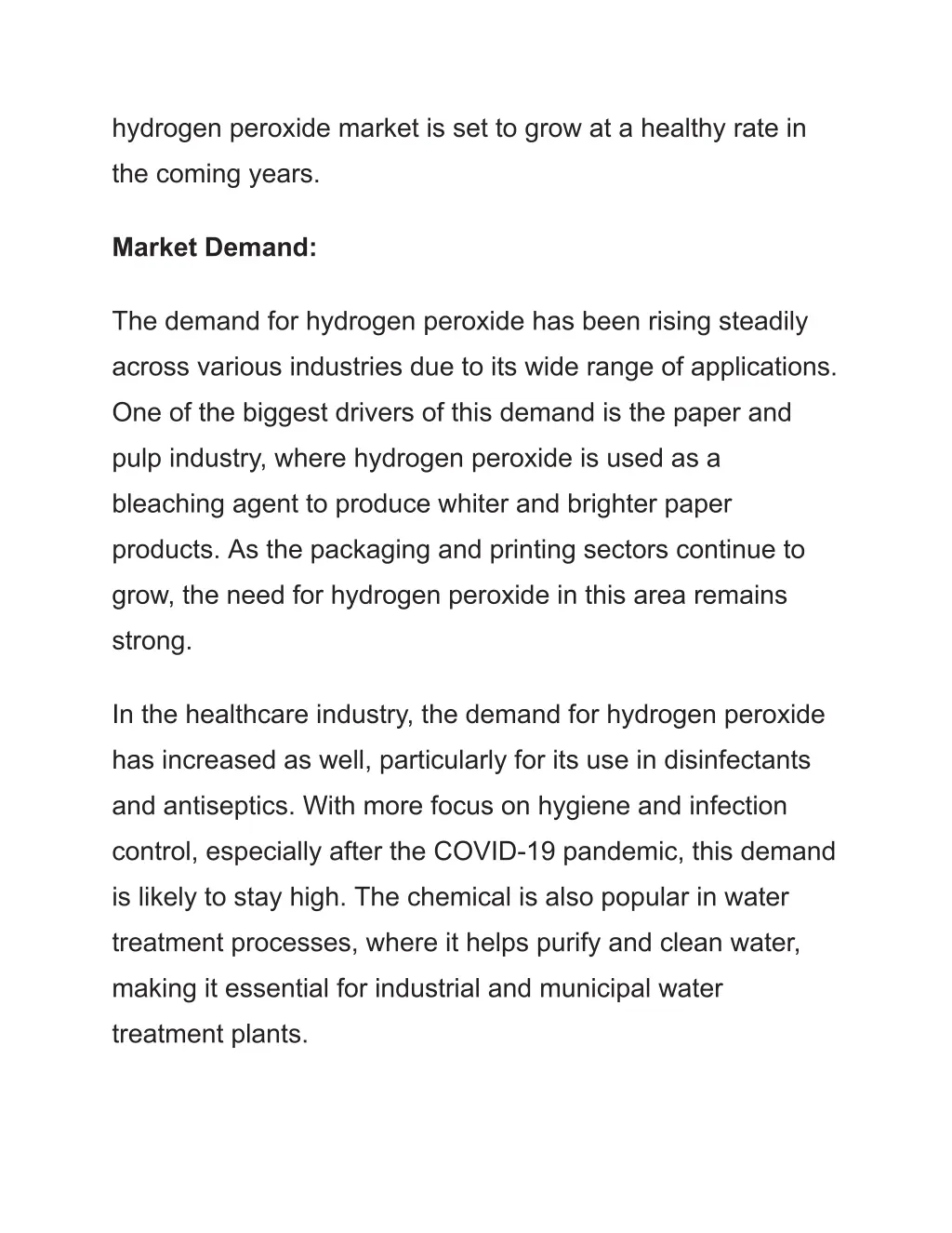 hydrogen peroxide market is set to grow