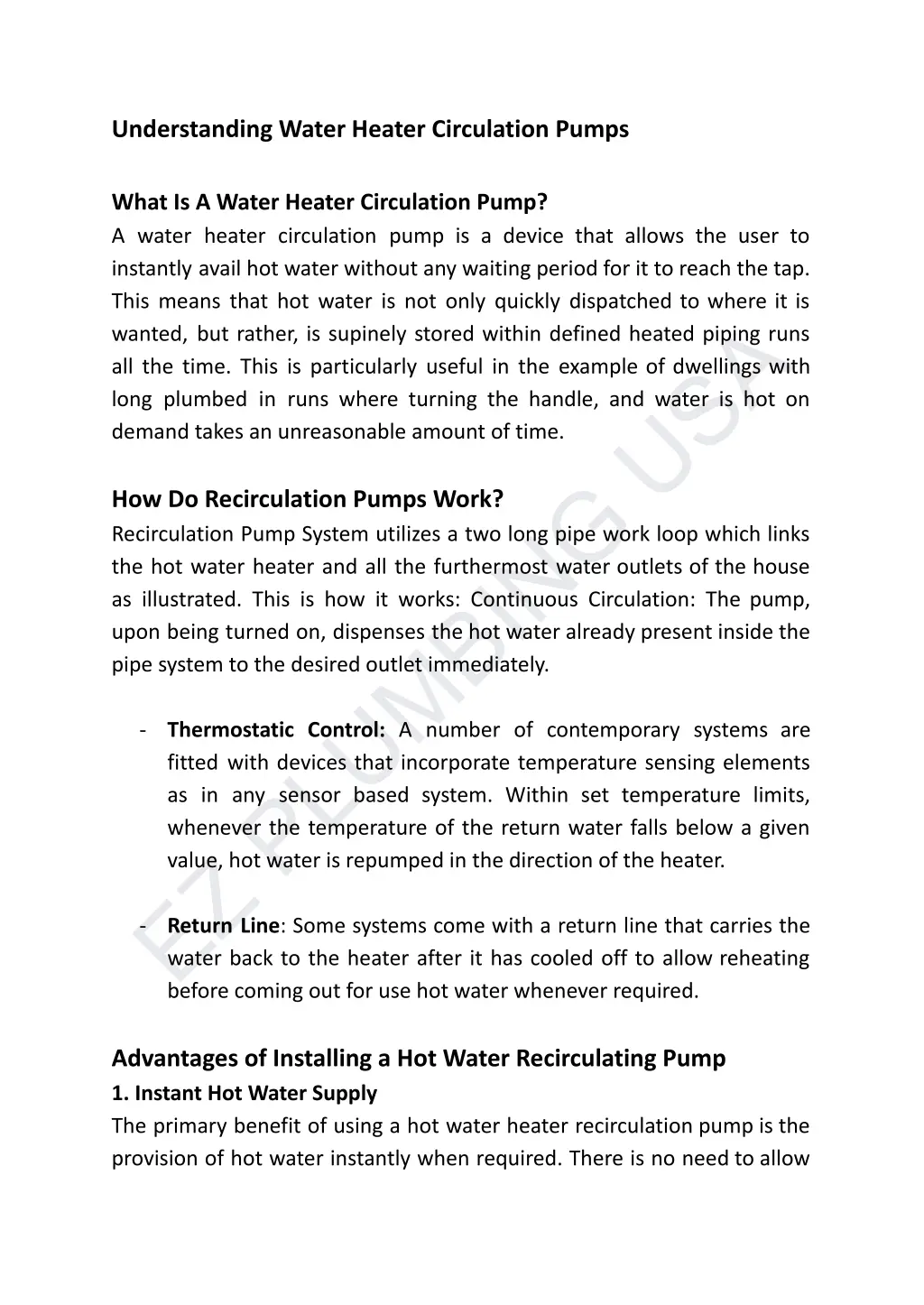 understanding water heater circulation pumps