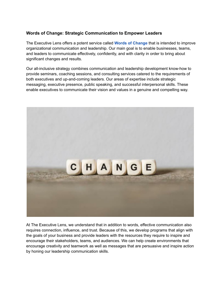 words of change strategic communication