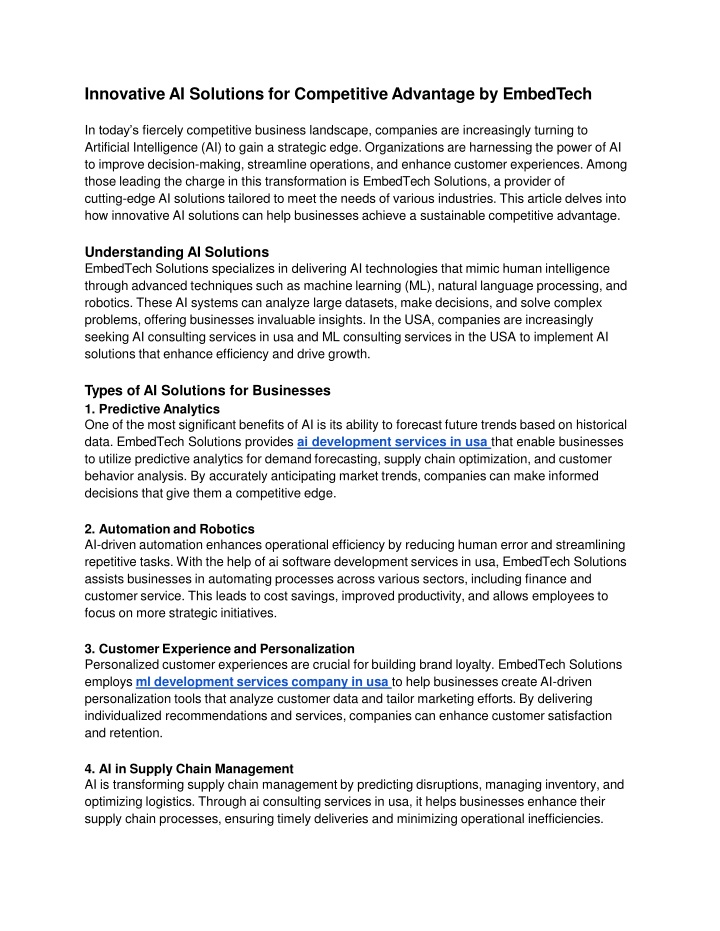 innovative ai solutions for competitiveadvantage