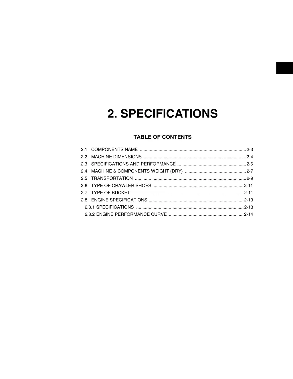 2 specifications