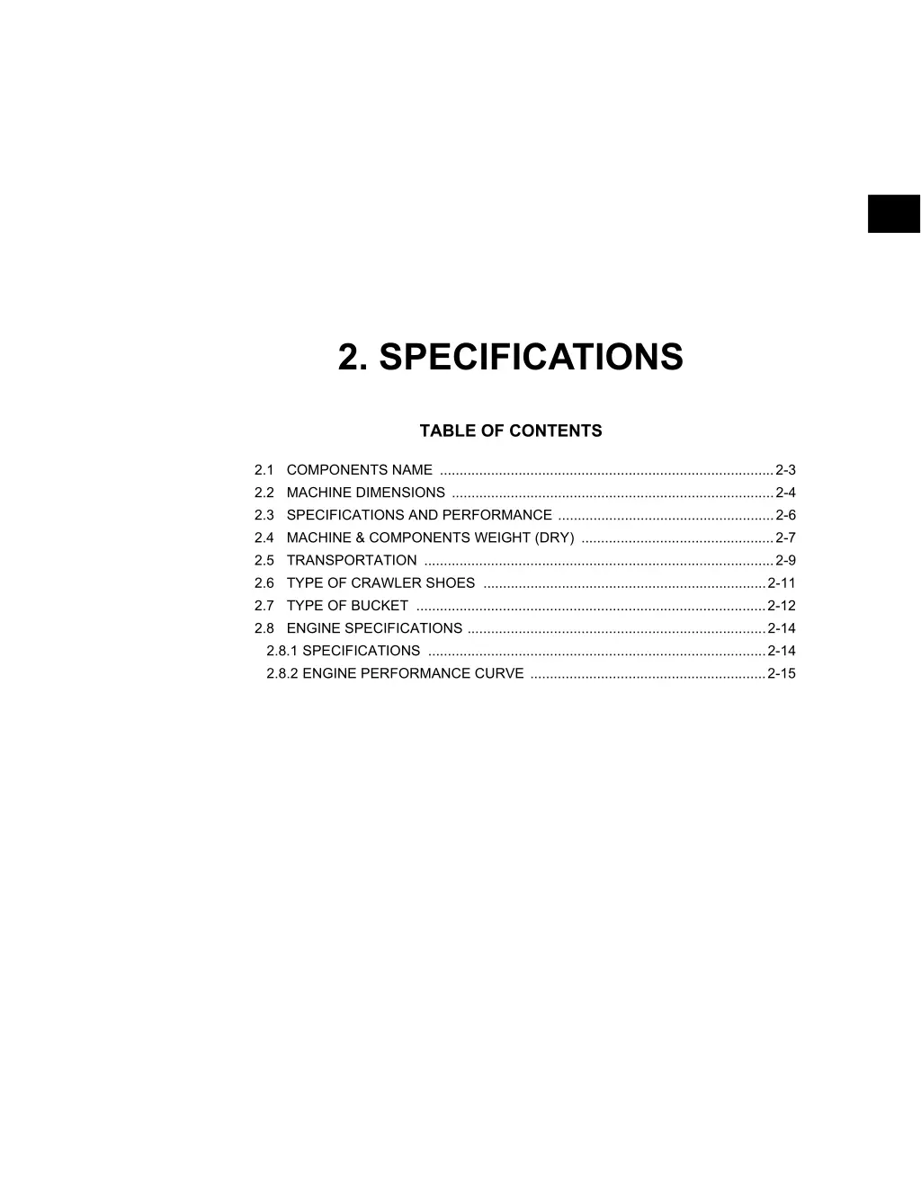 2 specifications