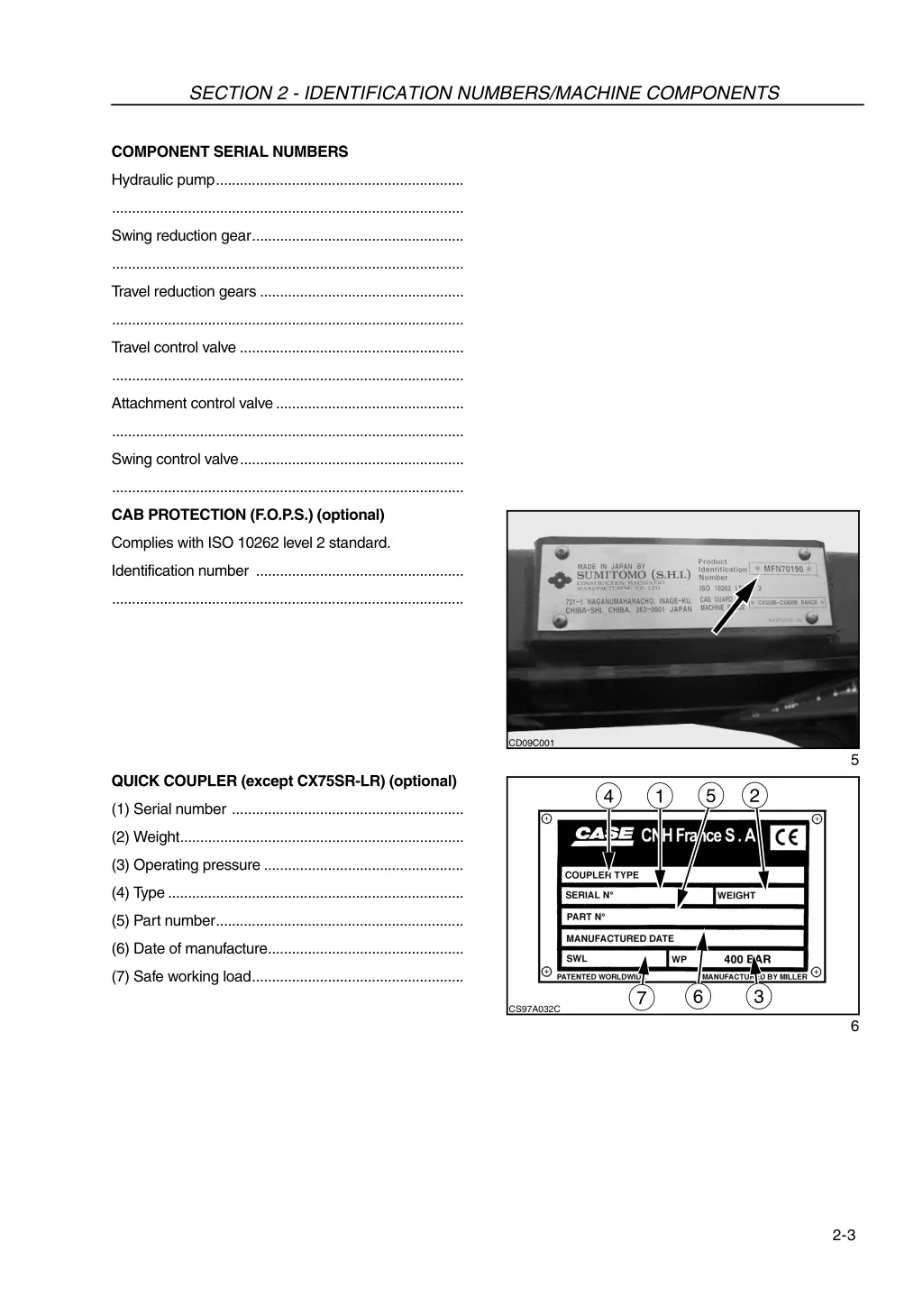 section 2 identification numbers machine 1