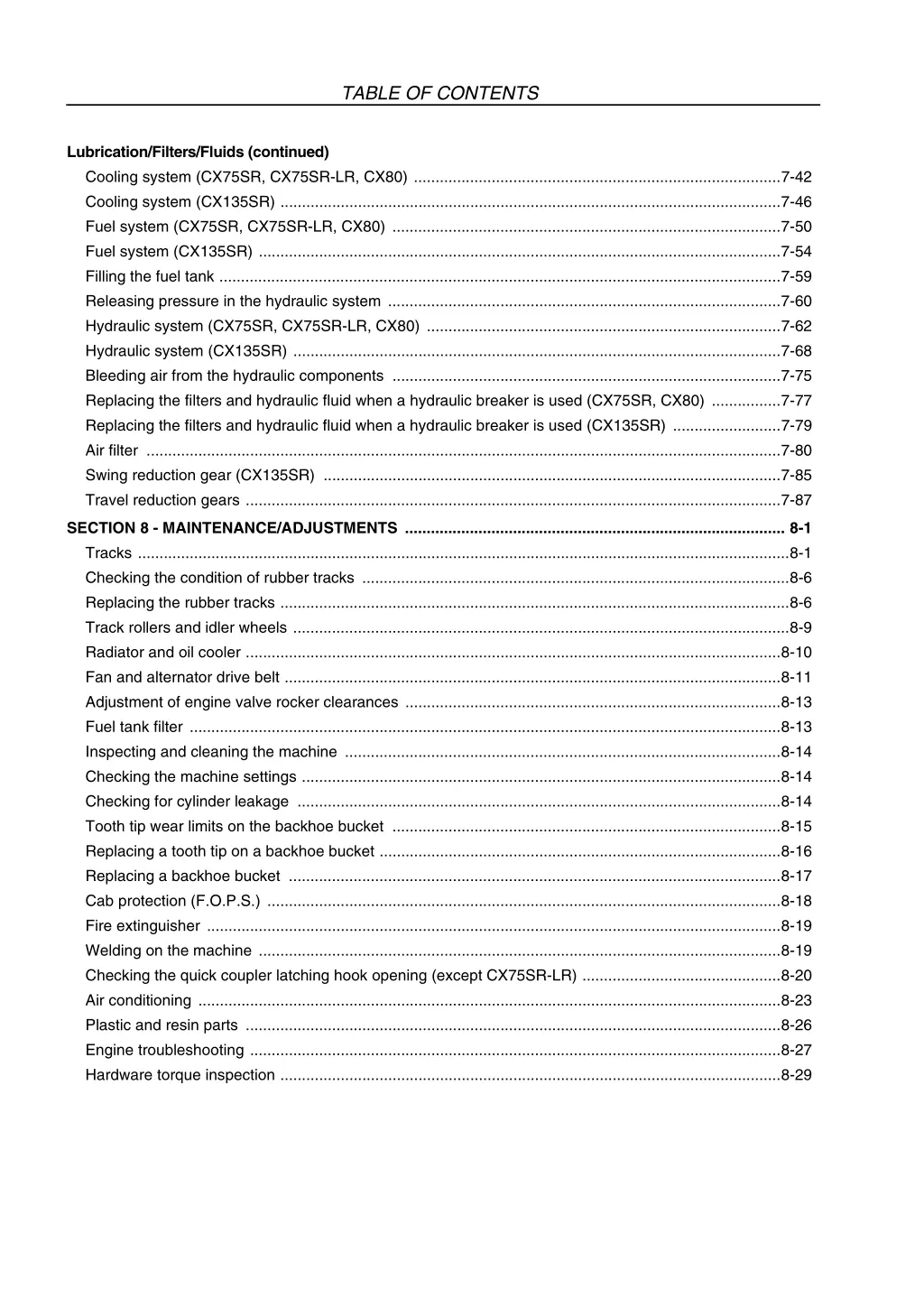 table of contents 3