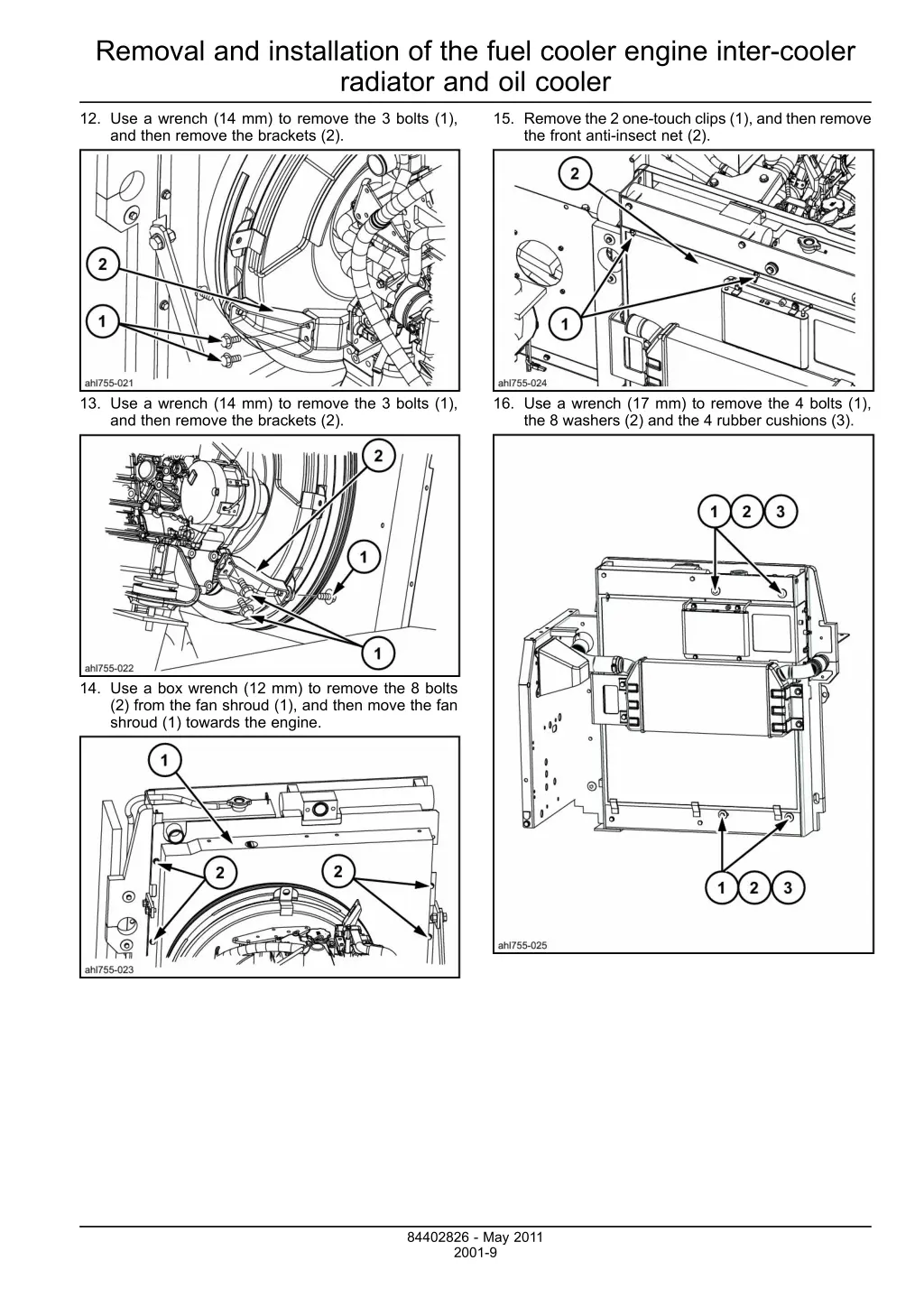 removal and installation of the fuel cooler 6