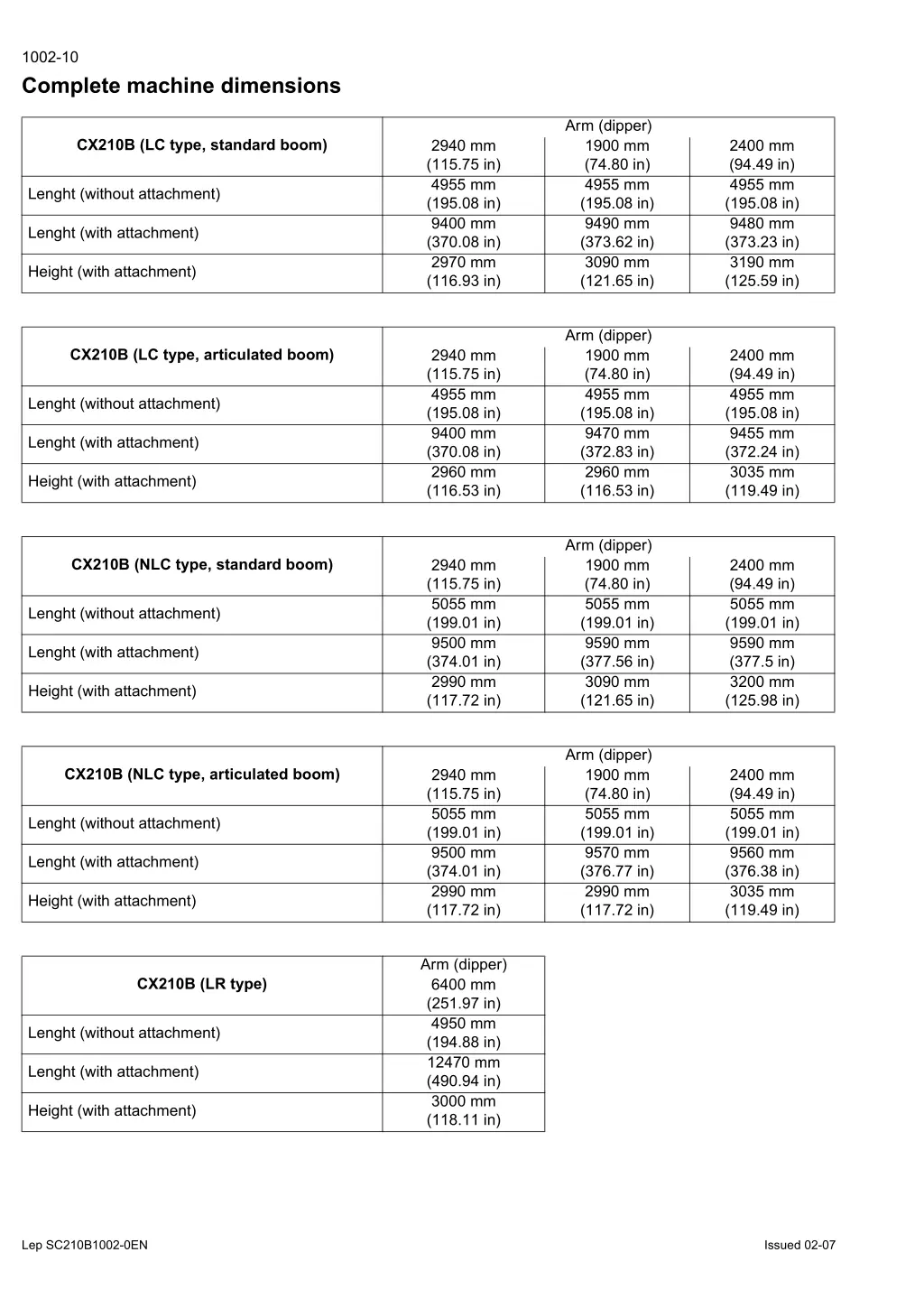 1002 10 complete machine dimensions