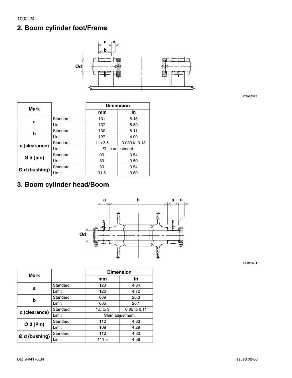 1002 24 2 boom cylinder foot frame