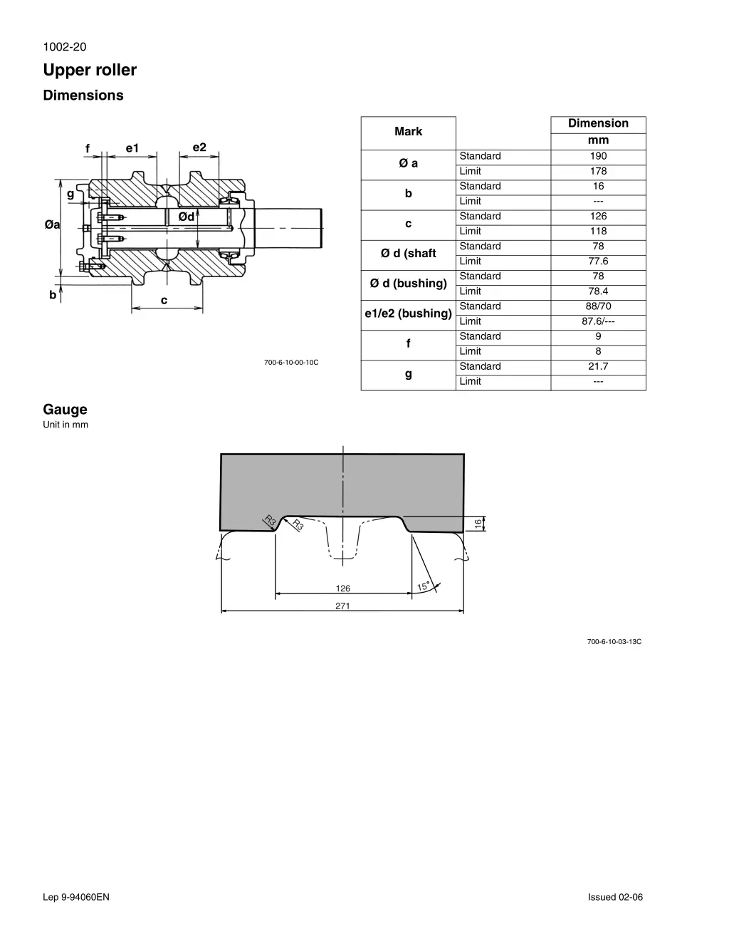 1002 20 upper roller dimensions