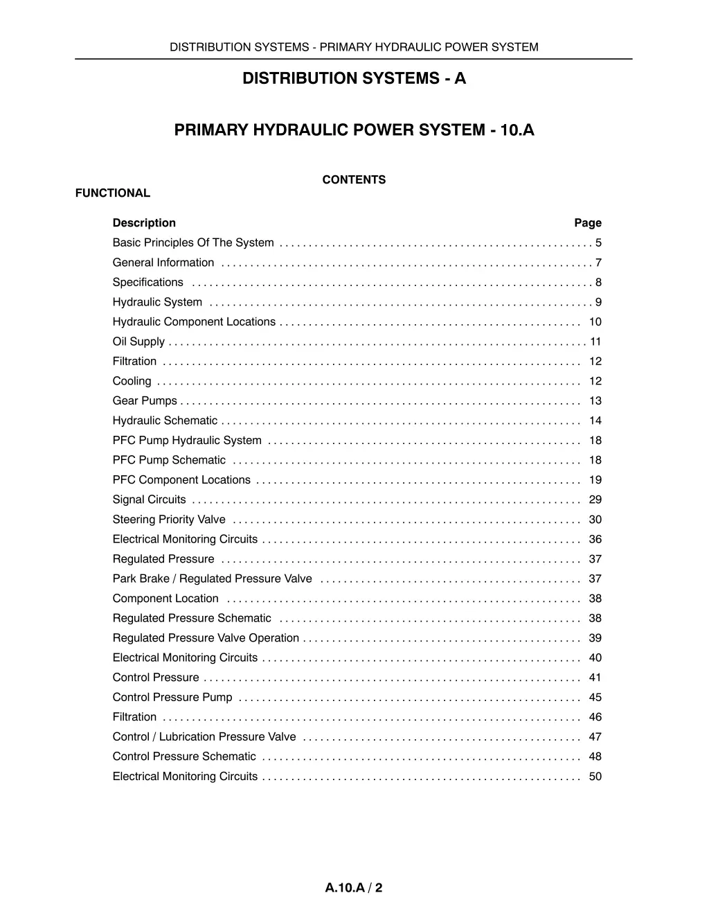 distribution systems primary hydraulic power