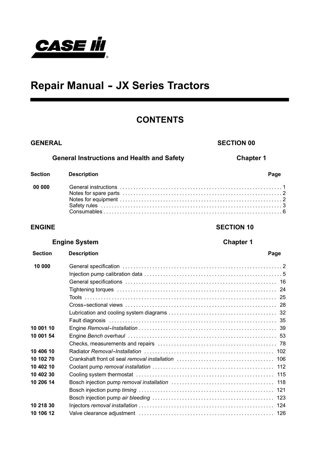 repair manual jx series tractors