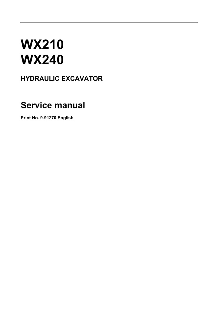 wx210 wx240 hydraulic excavator service manual